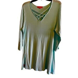 A3 Simply Southern A line jersey knit tunic lattice v neck dress  gray soft XL